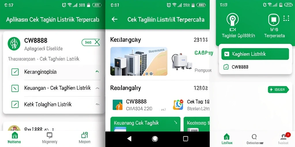 Tampilan antarmuka CW8888 yang sederhana dan mudah digunakan untuk cek tagihan listrik.