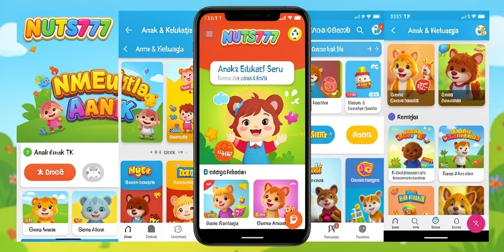 Antarmuka NUTS777 yang cerah dan ramah anak saat bermain.
