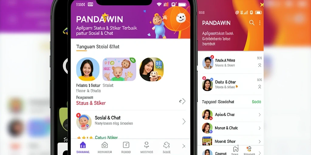 Antarmuka aplikasi PANDAWIN menampilkan koleksi stiker yang beragam.