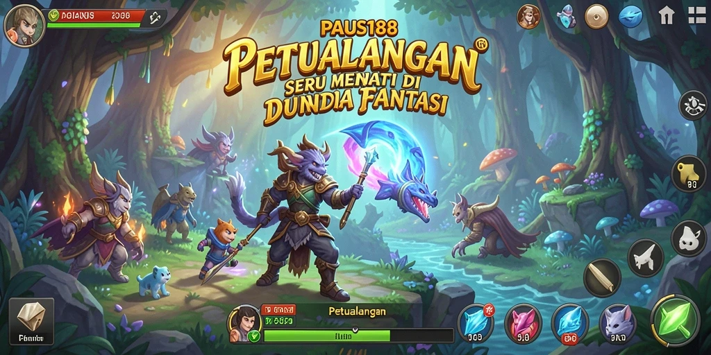 Screenshot menunjukkan karakter utama dalam aksi petualangan di dunia fantasi.