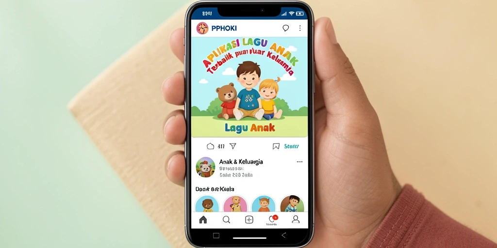 Tampilan antarmuka aplikasi Lagu Anak PPHOKI yang interaktif.