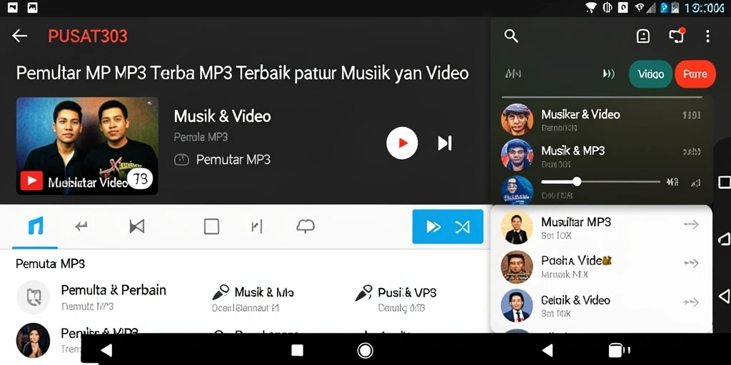 Screenshot antarmuka aplikasi Pemutar MP3 PUSAT303 yang menarik.
