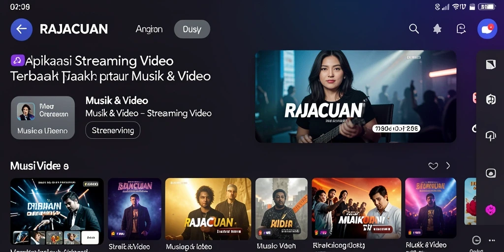 Tampilan antarmuka RAJACUAN yang menarik untuk Streaming Video.