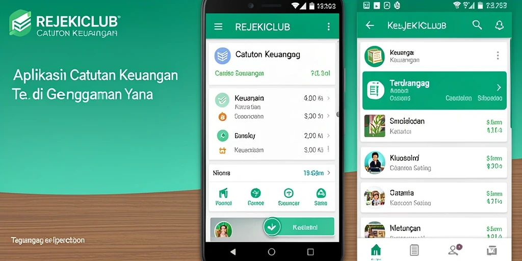 Tampilan antarmuka aplikasi Catatan Keuangan REJEKICLUB yang modern dan user-friendly.